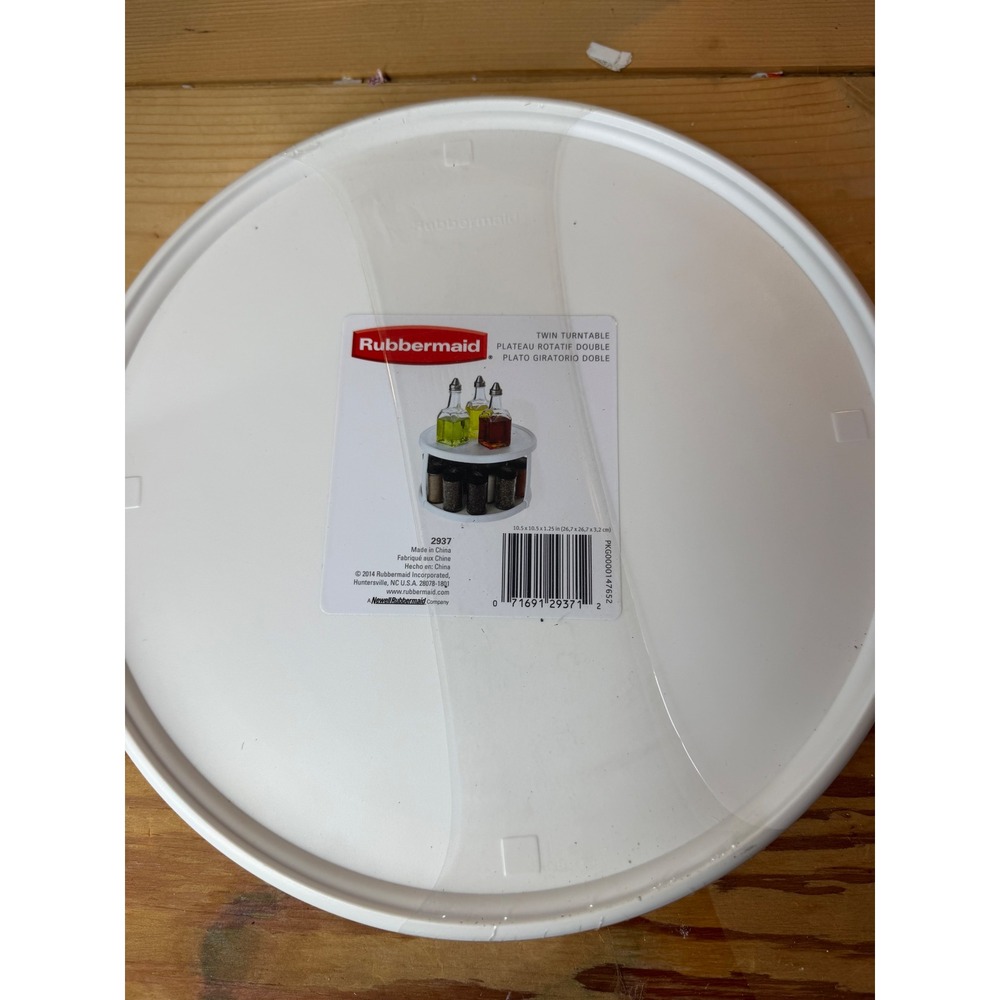 Rubbermaid Twin Turntable 2937 White 2 Tier Lazy Susan Spice Rack Organizer 10.5